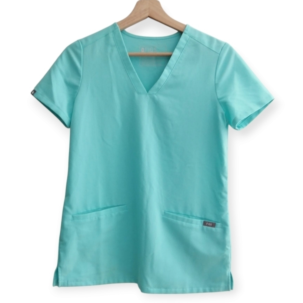 Figs Casma 3 Pocket Short Sleeve Scrub Top Limited Edition Colour Fresh Aqua XXS